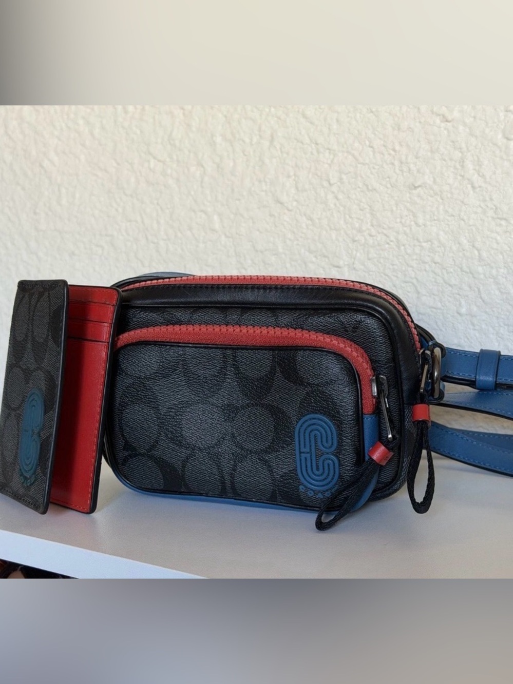 Coach Sig Double Zip Crossbody Bag multicolor /Wallet included. (Small) - Picture 3 of 8